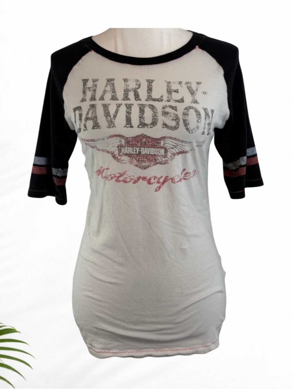 Harley-Davidson Rhinestone Raglan Motorcycle Top Women’s Medium